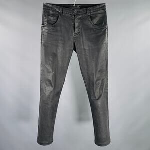 TRANSIT Size XS Grey Charcoal Coated Cotton Blend Jeans